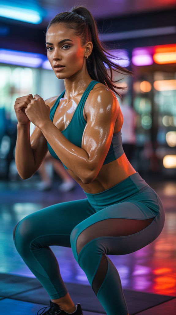 Athlete holding a resistance band during a squat