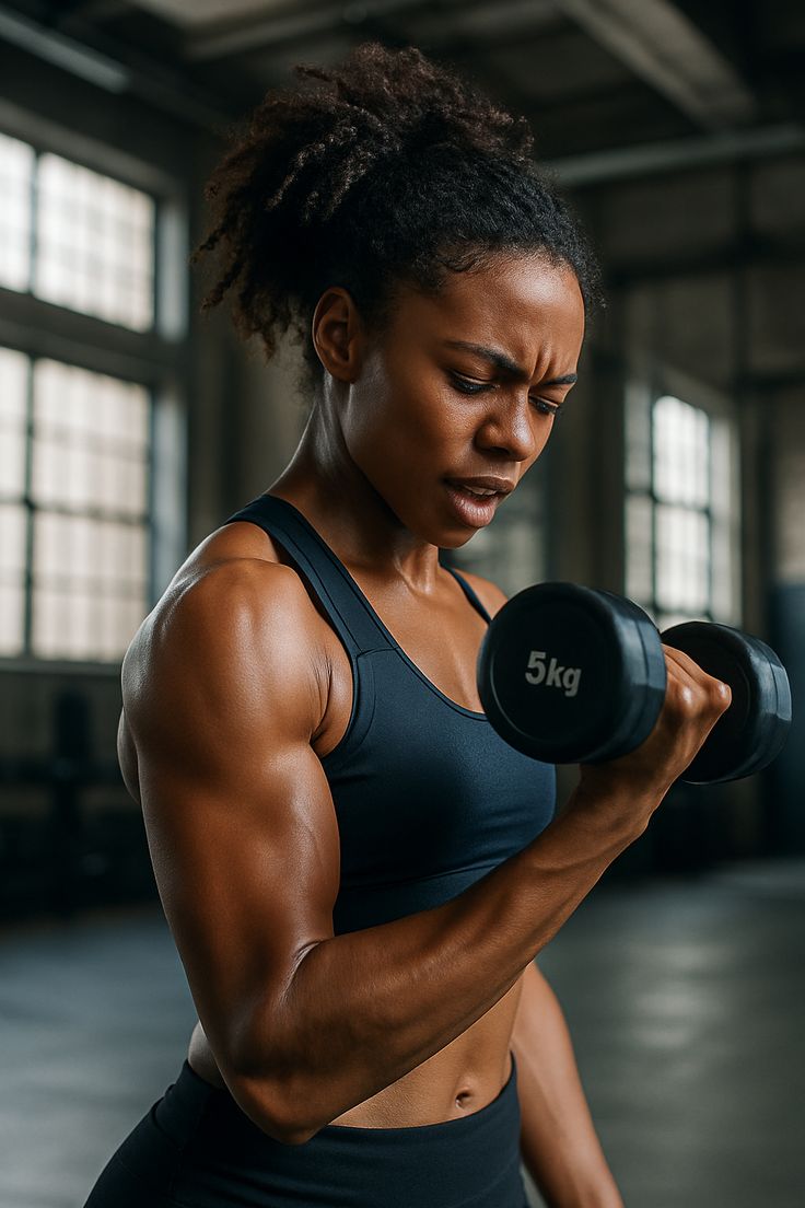 Woman performing a dumbbell curl